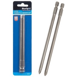 Blue Spot Tools PZ2 150mm Long Driver Pozi Bit Twin Pack 14100 Bluespot