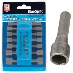 Blue Spot Tools 1/4" Hex Nut Driver Metric Imperial 14pc Set 14109 Bluespot