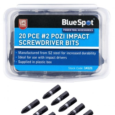 Blue Spot Tools Pozi PZ2 Impact Screwdriver Bits 20pk 14121 Bluespot