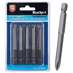 Blue Spot Screwdriver PH1 PH2 PZ2 Slotted Long Bits 75mm 14123 Bluespot