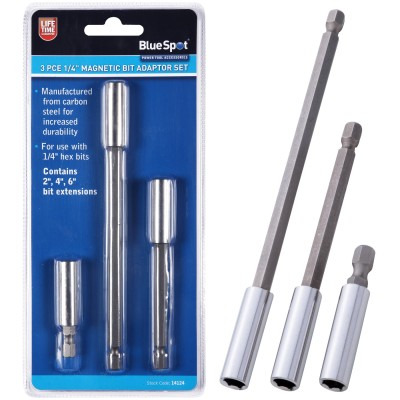 Blue Spot Tools Magnetic Bit Holder 3pc Adaptor Set 14124 Bluespot