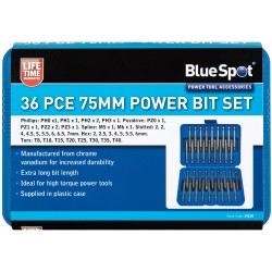 Blue Spot Tools Power Screw Driving 36pc Long Hex Bit Set 14150 Bluespot