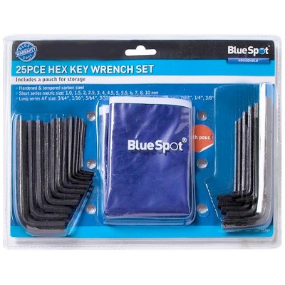 Blue Spot Tools Metric Imperial Hex Key Wrench 25pc Set 15307 Bluespot