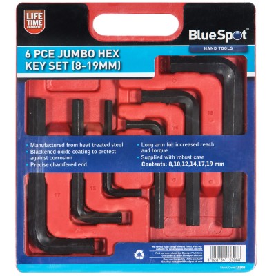 Blue Spot Tools Jumbo Large Size Hex Key 6pc Set 15308 Bluespot