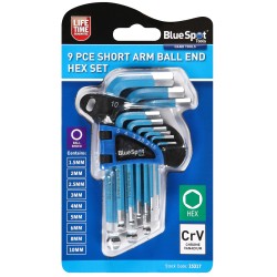 Blue Spot Tools Short Arm Ball End Hex Key 9 Piece Set 15317 Bluespot