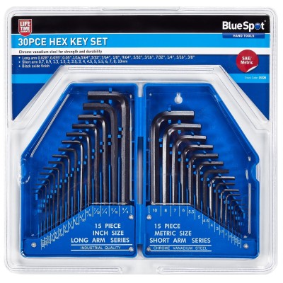 Blue Spot Tools Hex Key 30pc Metric Imperial Set in Case 15320 Bluespot