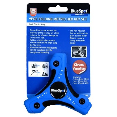 Blue Spot Tools Folding Metric Hex Allen Key 9pc Set 15368
