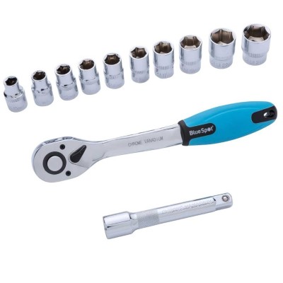 Blue Spot Tools 1/2 inch Socket Set and Ratchet on Rail 01500 1/2"