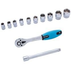 Blue Spot Tools 3/8 inch Socket Set and Ratchet on Rail 01502 3/8"