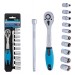 Blue Spot 1/4 inch Socket Set and Ratchet On Rail 01504 1/4"