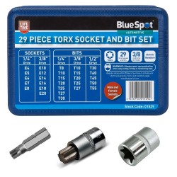 Blue Spot Tools Torx Socket and Bit Set Male Female 01529