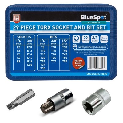 Blue Spot Tools Torx Socket and Bit Set Male Female 01529