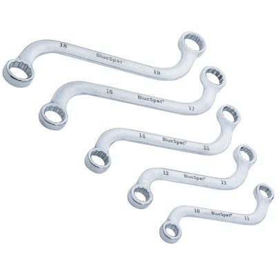 Blue Spot Tools 5pc Metric 10mm to 19mm Obstruction S Access Ring Spanner Set 04104