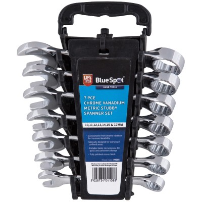 Blue Spot Tools Metric Combination Stubby Spanner 7pc Set 04108 Bluespot