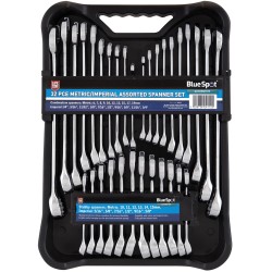 Blue Spot Tools Metric Imperial Mixed Combination Spanner 32pc Set 04112 Bluespot