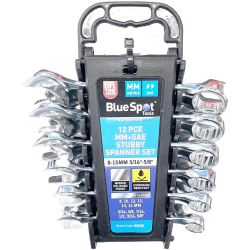 Blue Spot Tools 12 Piece MM & SAE Stubby Spanner Set (8-15mm & 5/16"-5/8") 04116
