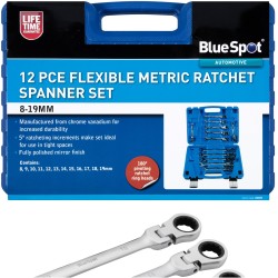 Blue Spot Tools 12pc Flexible Hinged Metric Ratchet Combination Spanner Set 04309