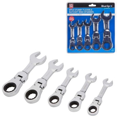 Blue Spot Stubby Hinged Flexible Head Ratchet Spanner Set 04314 Combination