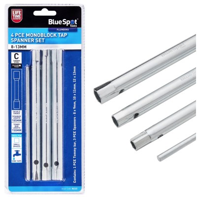 Blue Spot Tools Monoblock Tubular Box Tap Spanner 4pc Set 8 to 13mm 06325