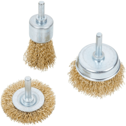 Blue Spot Tools 3PC Copper Plated Steel Wire Brush Set 6mm (1/4") Shank 19226