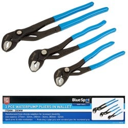 Blue Spot Tools Water Pump Pliers In Wallet 175mm 240mm 300mm 3pc Set 06438