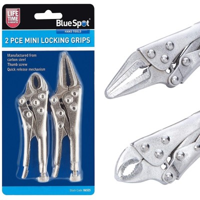 Blue Spot Tools Long Nose and Curved Small Locking Pliers Twin Pack 06525