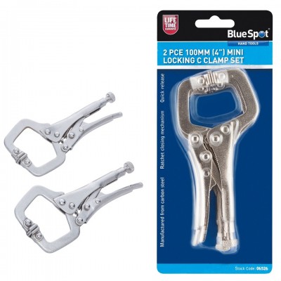 Blue Spot C Clamp Locking Pliers 100mm Twin Pack 06526