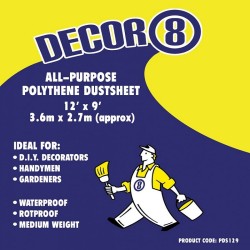 Bond It Decor 8 Decorators Polythene Dust Sheet 12 x 9 BDPDS129