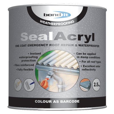 Bond It Sealacryl 2.5kg Grey Fibre Reinforced Roof Coating SA2P5GR