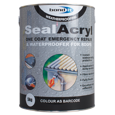 Bond It Sealacryl 5kg Grey Fibre Reinforced Roof Coating SA5GR