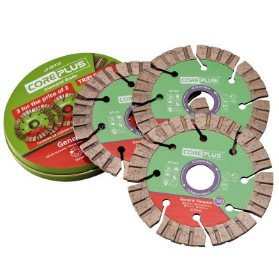 Coreplus 115mm Hybrid Turbo Grinder Diamond Cutting Blade 3pc Set XMS23DBLADES 