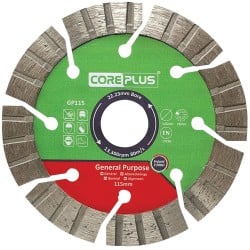 Coreplus GP115 115mm Hybrid Turbo Grinder Diamond Cutting Blade Singles CORDBGP115