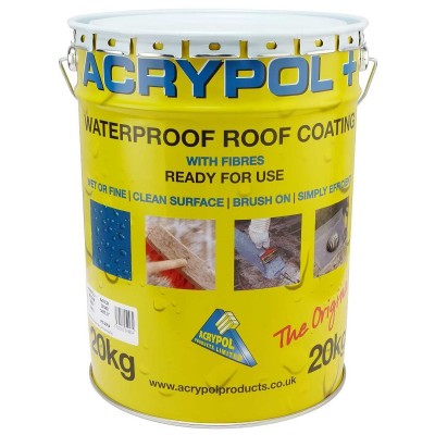 Acrypol Waterproof Roof Coating Fibre Reinforced 20kg Black ACRY-FSOLB-20