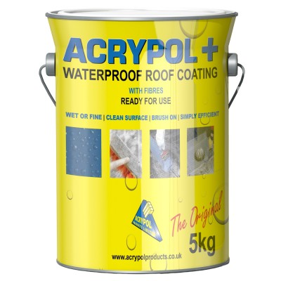 Acrypol Waterproof Roof Coating Fibre Reinforced 5kg Black ACRY-FSOLB-5