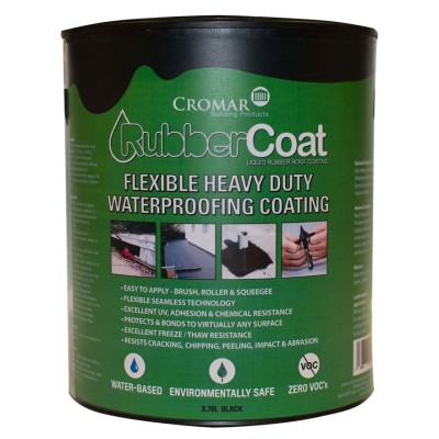 Cromar Rubber Coat Flexible Roof Coating Black 3.78 Litre ARC-3.78