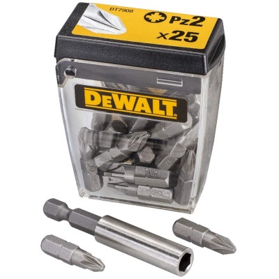 DEWALT Pozi Drive Bits PZ2 DT7908 and Magnetic Bit Holder