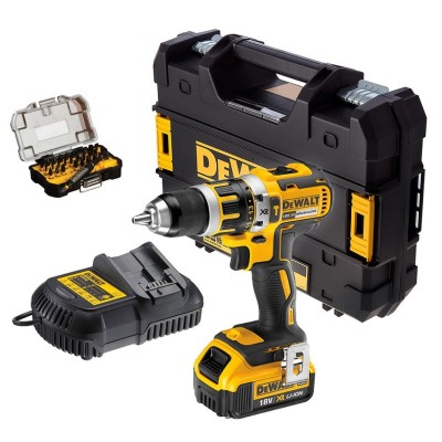 Dewalt DCD796M1 XR Combi Drill 18V 4.0Ah Li-ion inc 32pc Impact Bit Set