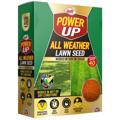 Doff Power Up All Weather Lawn Grass Seed Sun Or Shade 1kg F-GH-A00-DPU