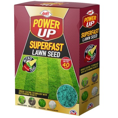 Doff Power Up Superfast Lawn Grass Seed NITRO-COAT 1kg F-LQ-A00-DPU