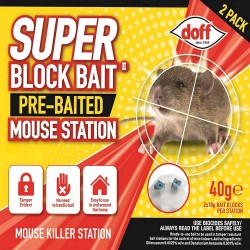 Doff Super Block Pre Baited Mouse Station Bait Box Pack of 2 - F-QD-002-DOF