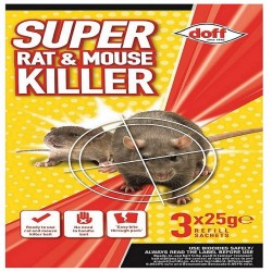 Doff Super Rat and Mouse Killer II Bait Refill Pack of 3 - 25g F-QA-075-DOF