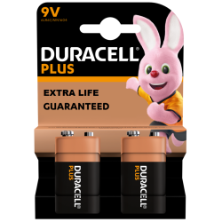 DURACELL Plus 9V PP3 Extra Life Smoke Alarm Battery 2pk S18718