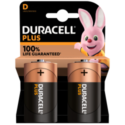 DURACELL Plus D + 100% Extra Life Battery 2 Pack S18714