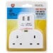 Elpine Twin Electric Socket Surge Protected Plug Adaptor USB Charger 31477C