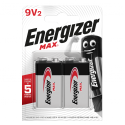 Energizer Max 9V PP3 Smoke Alarm Battery 6LR61 Twin Pack XMS23BATT9V 
