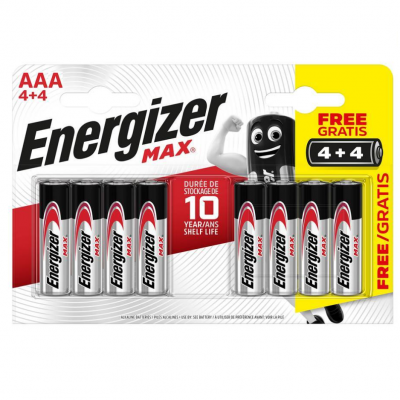 Energizer Max AAA Battery LR03 Batteries 8 Pack XMS23BATTAAA