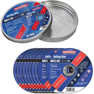 Faithfull 115mm grinder Multi Material Cut off Cutting Discs 10pk FAI11510MUL