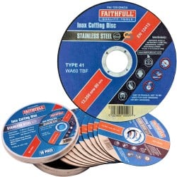 Faithfull 115mm 4.5 inch Inox Stainless Steel Cut Off Discs 10pc Set XMS25CUTOFF Faithfull 115mm 4.5 inch Inox Stainless Steel Cut Off Discs 10pc Set XMS25CUTOFF