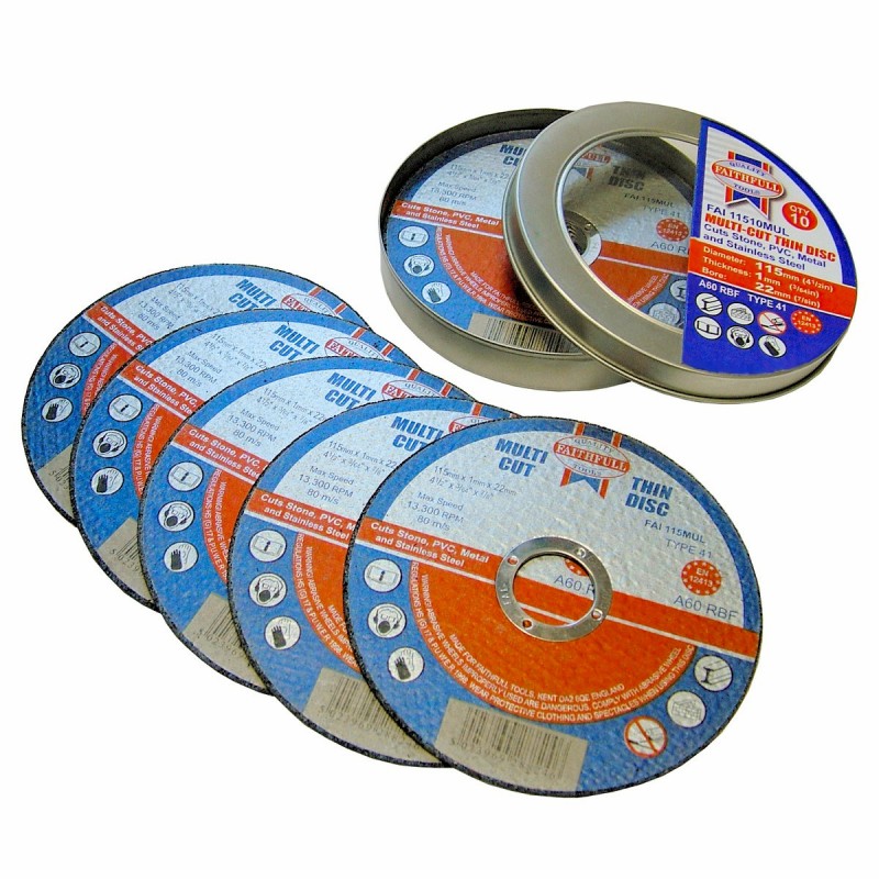 Faithfull FAI11510MUL 115mm Multi Material Cut off Cutting Discs 10pc