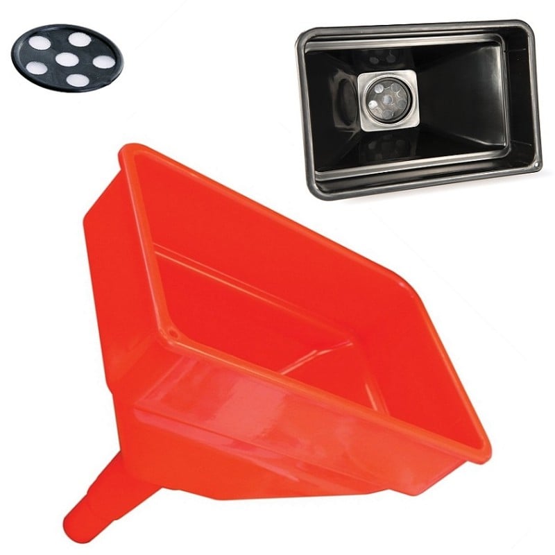 Heavy Duty Large Garage Oil Funnel &amp; Fuel Filter RED FAIAUTRACTOR